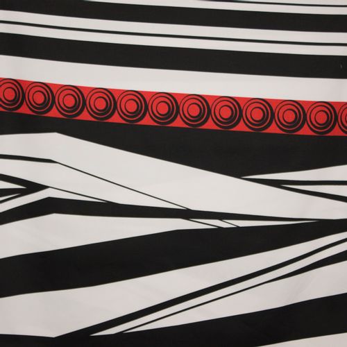 gesatineerde katoen met abstract motief rood/zwart
