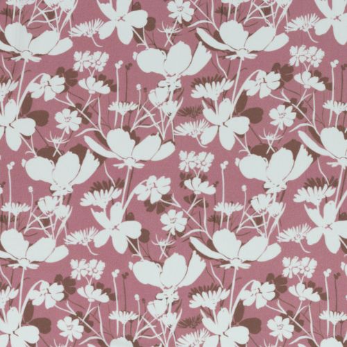 Roze viscose met witte bloemen -  Wildflowers by Chritstiane Zielinski
