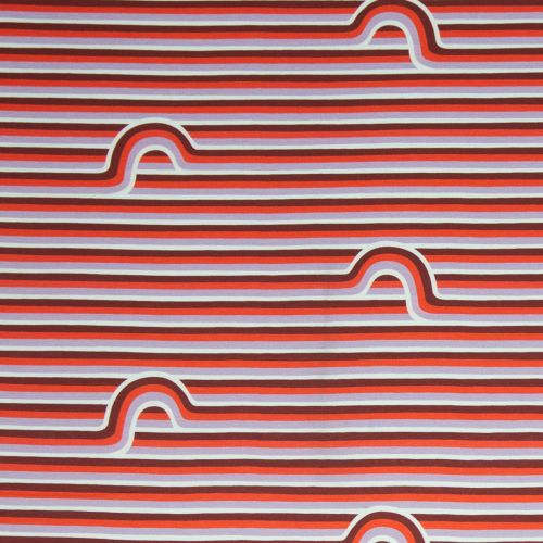 Tricot rood met gestreept patroon