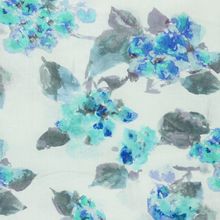 Linnen met abstract geverfde bloemenprint - Blauw - Alta Moda
