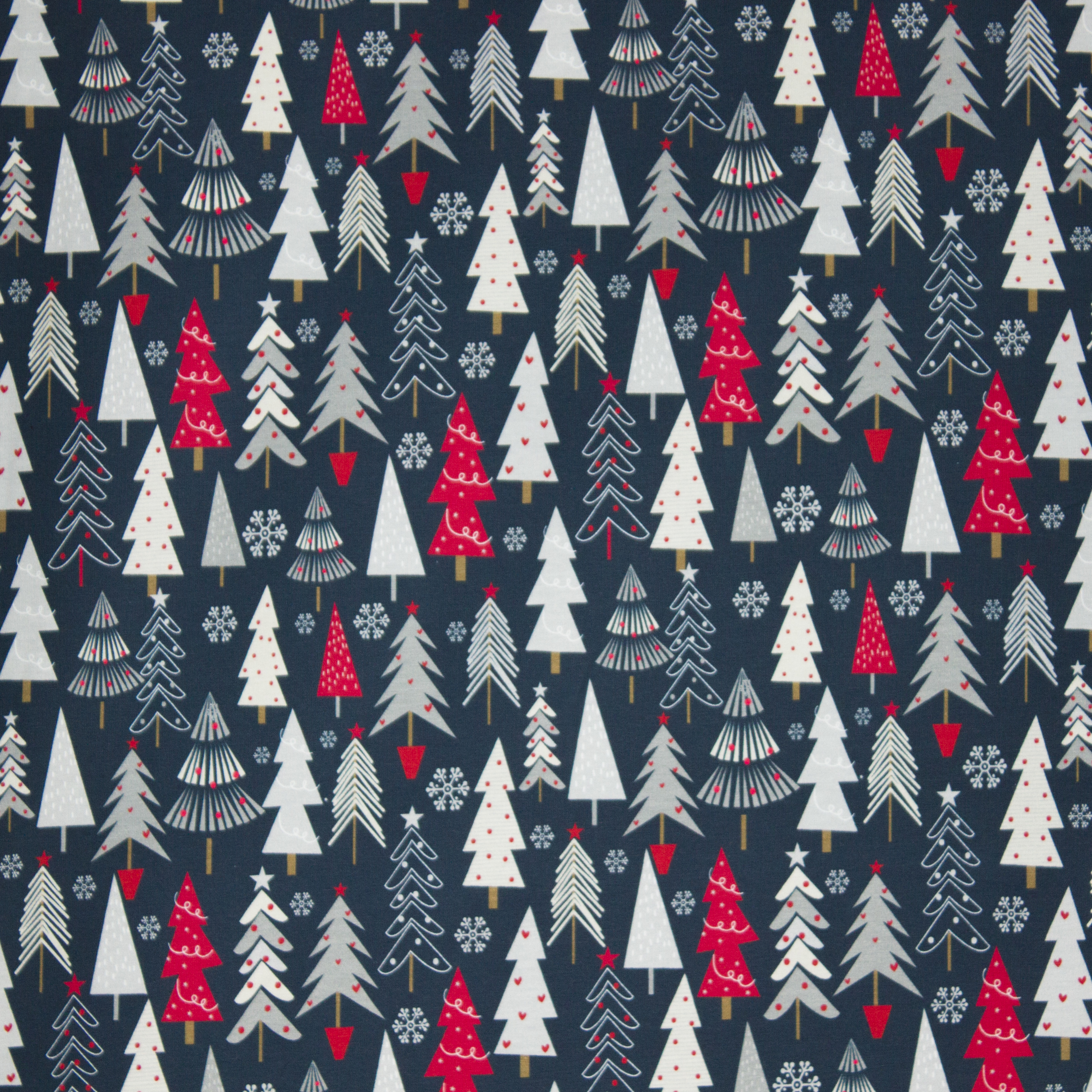 Blauwe tricot met kerstbomen
