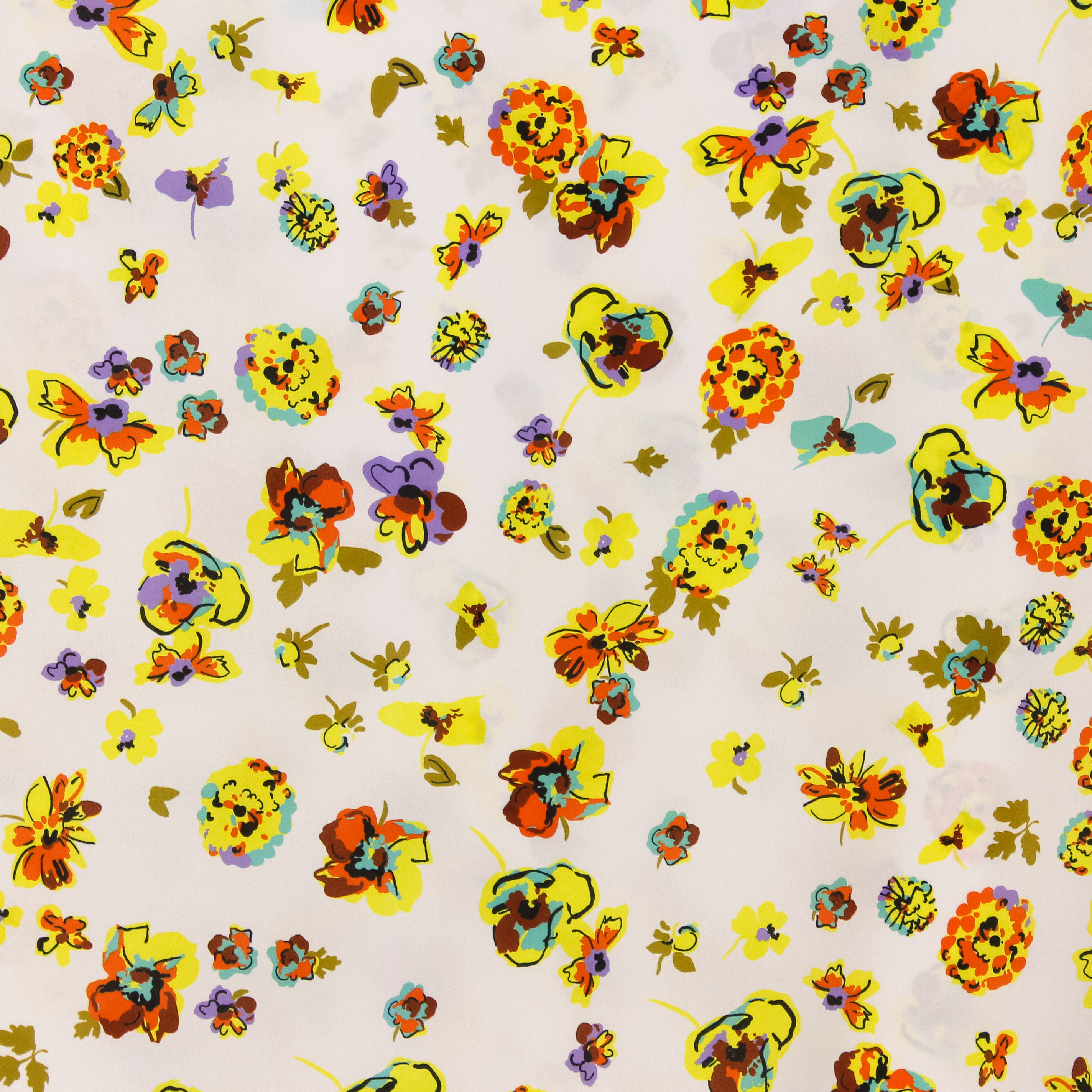 Polyester crêpe ecru met bloemen miroglio print