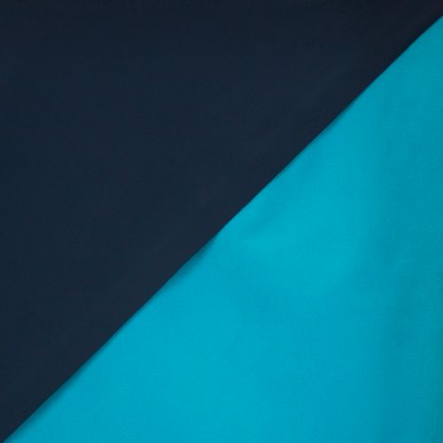 Softshell donkerblauw met turquoise fleece achterkant