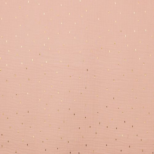 Tetra katoen roze met gouden glinsterende streepjes