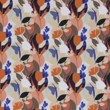 Soepel vallende polyester crêpe met abstracte bloemenprint