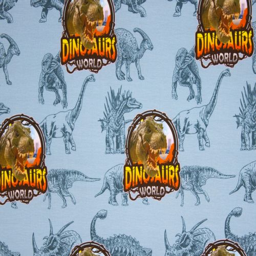 Blauwe tricot met dinosaurussen