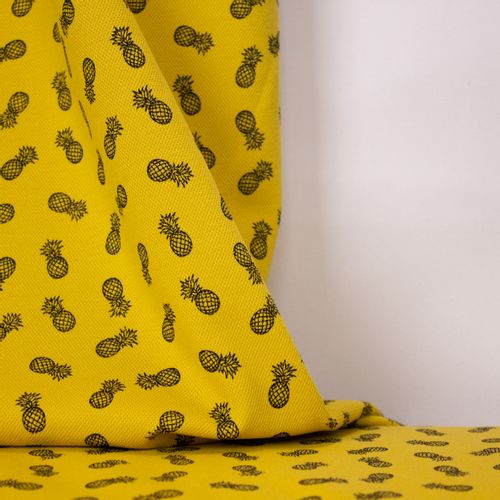 Gele gestructureerde katoen tricot met Ananassen