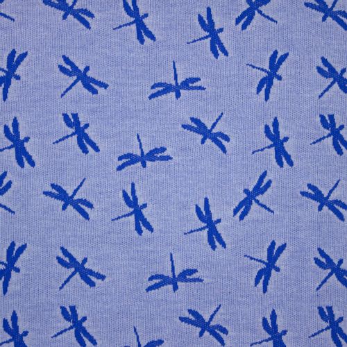 Blauwe jacquard tricot met libellen