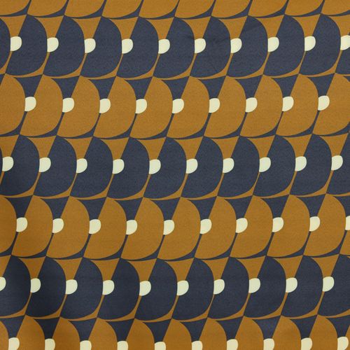 Rekbare polyester bruin met halve cirkels - Knipmode