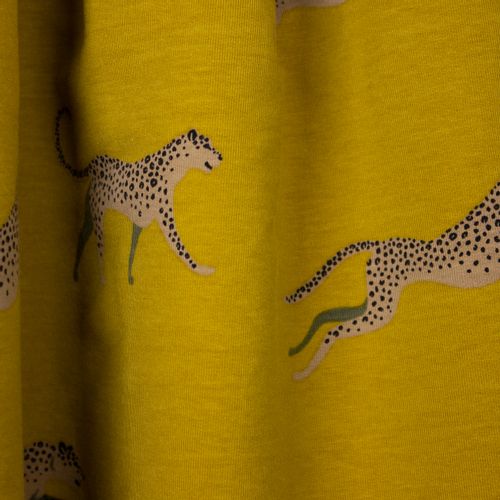 Gele french terry met luipaarden