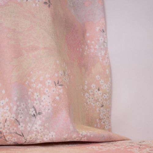 Roze Poplin Katoen met Bloemen en Bladeren van Michael Miller