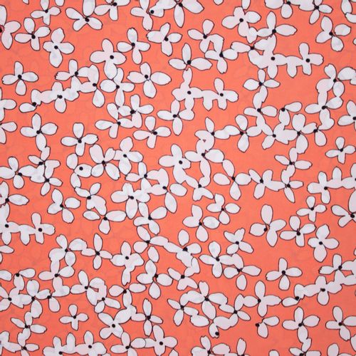 Oranje Polyester met Bloemen