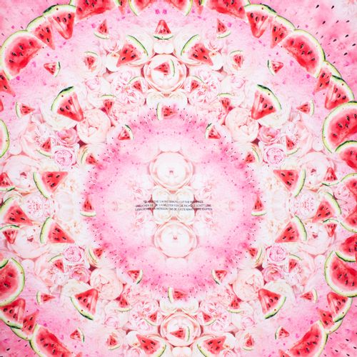 Paneel: Roze cirkelrok met watermeloenen