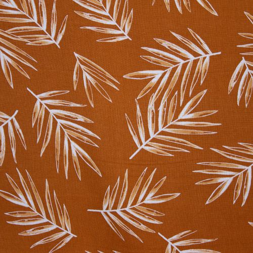 Roeste viscose linnen met palmbladeren - stoffen van leuven