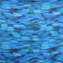 Gesatineerde rekbare polyester blauw met strepen