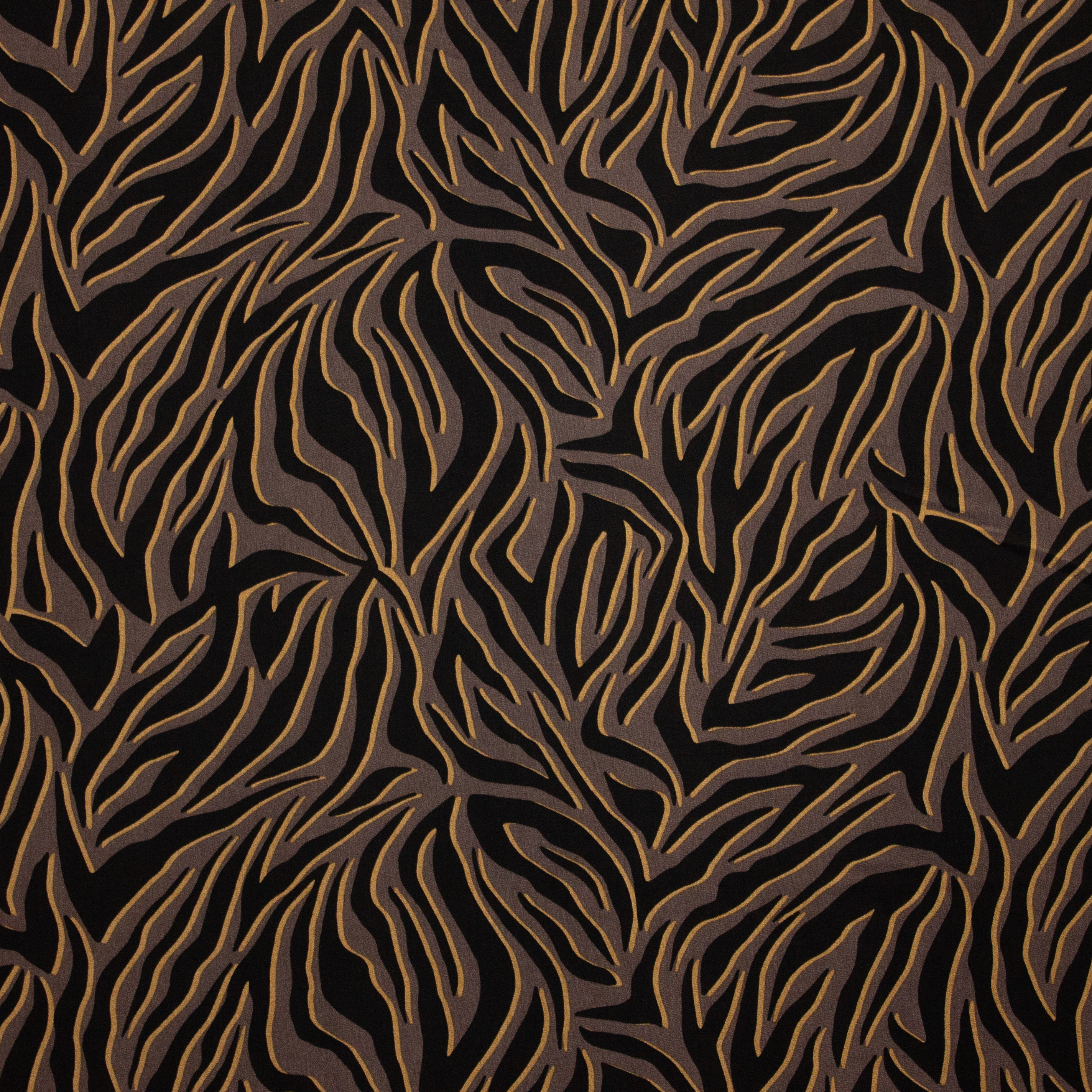 Bruine / zwarte viscose met tijgerprint