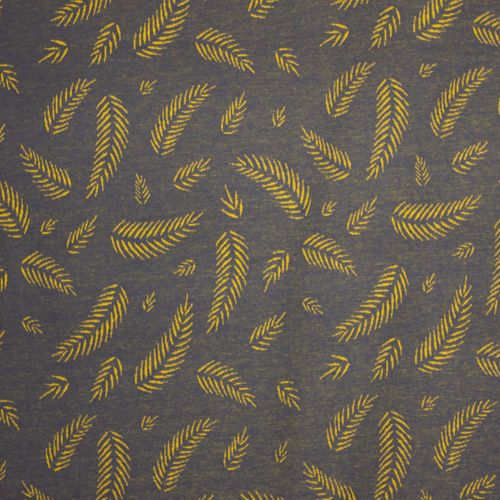 Grijze jacquard tricot met geel blad
