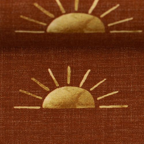 Roest gemêleerde katoen tricot met zonnen