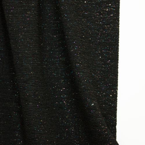 Zwarte geribbelde structuurstof met regeboog glitters