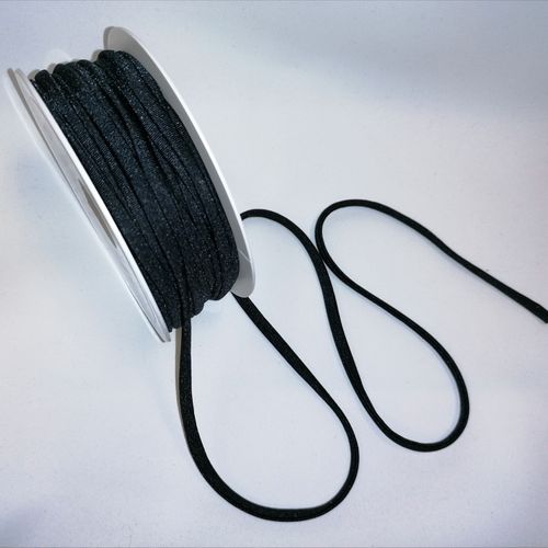 Zwarte super zachte elastiek voor mondmaskers van  0,5 cm breed