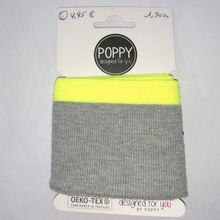 Grijze  cuff (boordstof) met fluo gele rand van Poppy