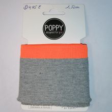 Grijze  cuff (boordstof) met fluo oranje rand van Poppy