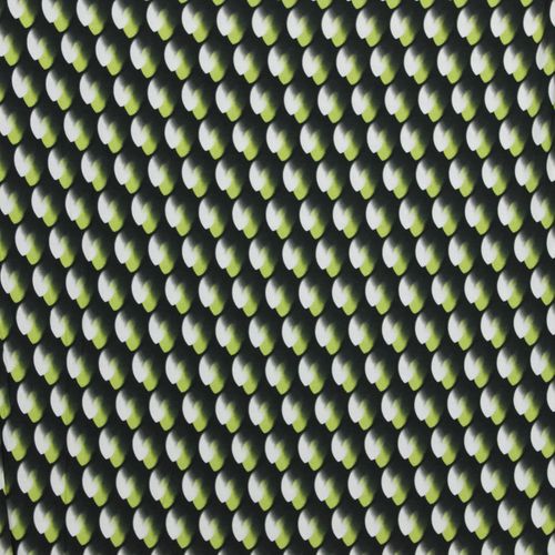 Zwarte Italiaanse viscose tricot met groen en wit motief - stoffen van leuven