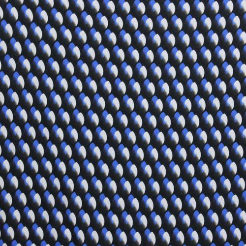 Zwarte Italiaanse viscose tricot met blauw en wit motief - stoffen van leuven