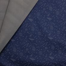 Blauwe reflecterende softshell met grijze fleece achterkant, ruimte
