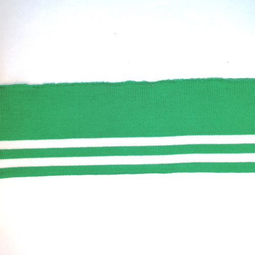 Groene cuff (boordstof) met witte strepen