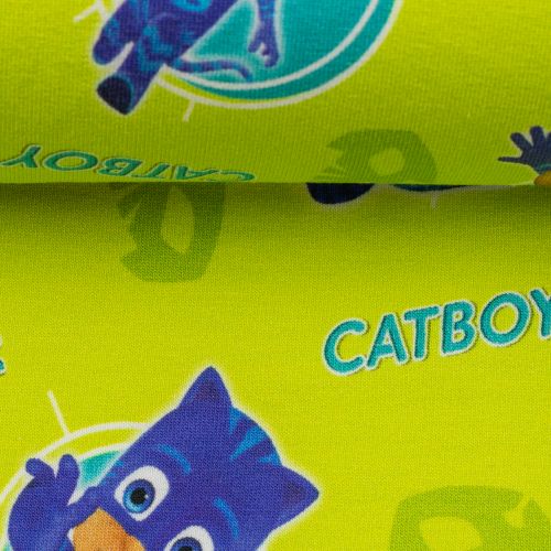 Groene french terry met gebrushte achterkant Catboy PJ Masks
