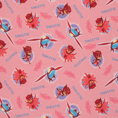 Roze french terry met gebrushte achterkant Owlette PJ Masks