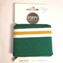 Groene cuff (boordstof) met witte en gele strepen van Poppy