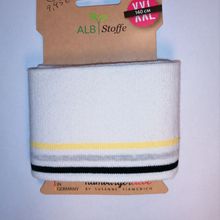 Ecru cuff (boordstof) met gele, grijze en zwarte strepen van Hamburger Liebe