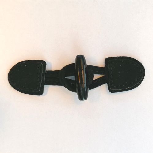 Houtje touwtje sluiting -  suède - zwart - 9,5 x 2,5 cm
