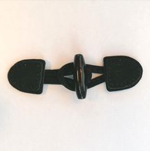 Houtje touwtje sluiting -  suède - zwart - 9,5 x 2,5 cm