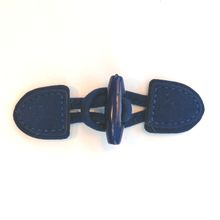Houtje touwtje sluiting -  suède - donkerblauw - 9,5 x 2,5 cm