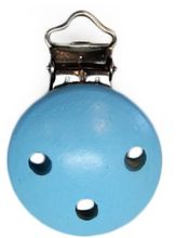 Fopspeen clip hout - turquoise blauw - 30 mm