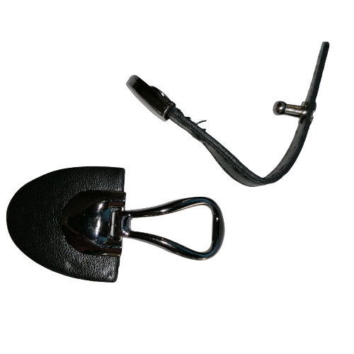 Siersluiting - zwart leder & gun metal sluiting - 10 cm x 3,3 cm
