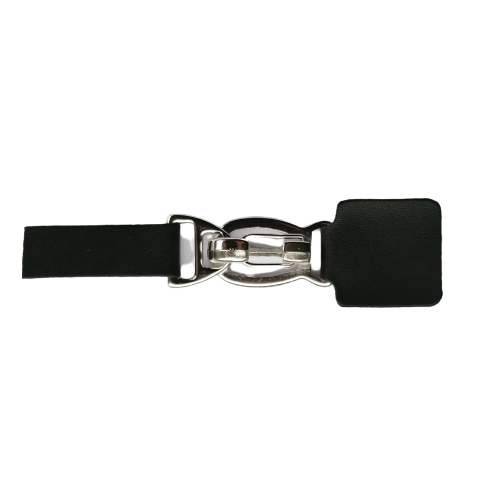 Siersluiting - zwart leder & zilverkleurige sluiting - 13 cm x 3 cm