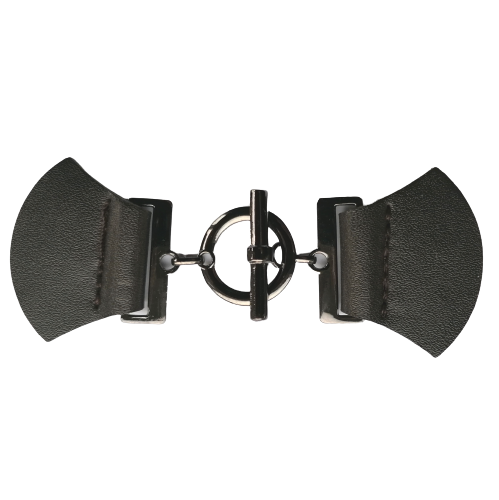 Siersluiting - bruin leder & gunmetal sluiting - 9 cm x 4 cm