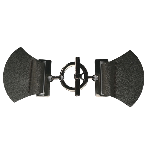 Siersluiting - bruin leder & gunmetal sluiting - 9 cm x 4 cm