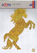 Opstrijkbare applicatie flexy transfer - glitter eenhoorn goud - 18 x 14 cm