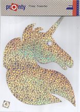 Opstrijkbare applicatie flexy transfer - glitter eenhoorn - 18 x 14 cm