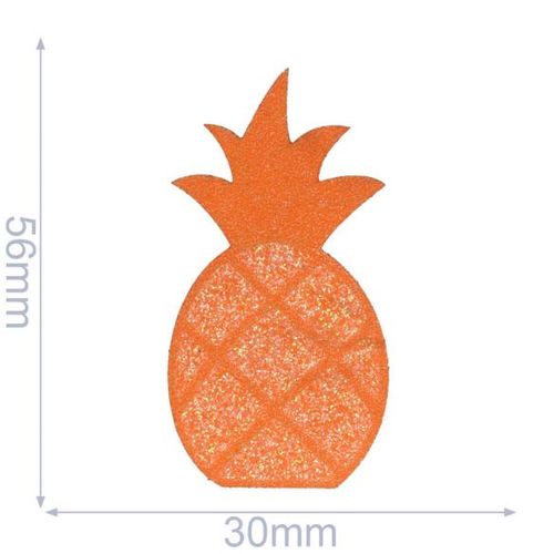 Opstrijkbare applicatie - oranje glitter ananas - 5,6 x 3 cm