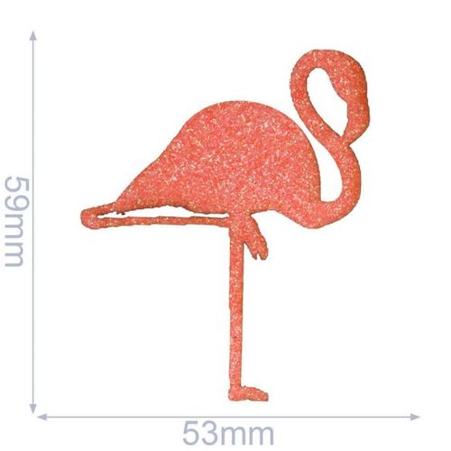 Opstrijkbare applicatie - roze glitter flamingo - 5,9 x 5,3 cm - stoffen van leuven