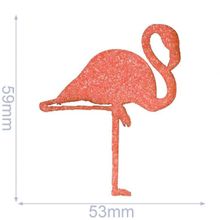 Opstrijkbare applicatie - roze glitter flamingo - 5,9 x 5,3 cm