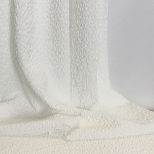 Witte viscose/polyester seersucker stretch - stoffen van leuven