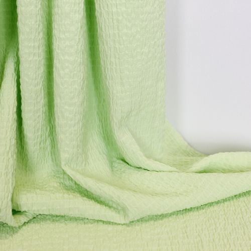 Groene viscose/polyester seersucker stretch - stoffen van leuven