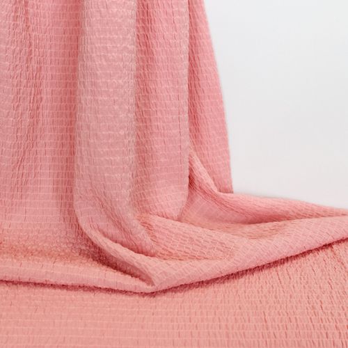 Roze viscose/polyester seersucker stretch - stoffen van leuven